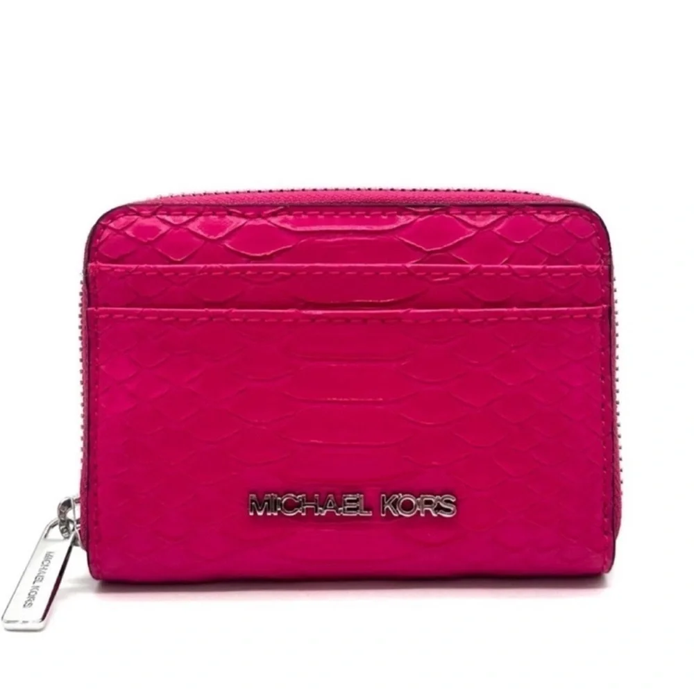 Michael Kors Medium ZA Card Case Wallet Electric Pink Multi